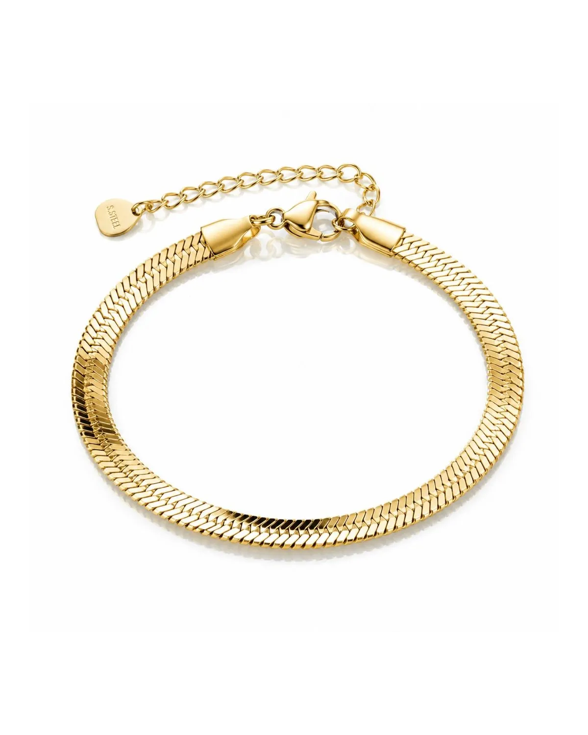 Bransoletka na rękę stal chirurgiczna pozłacana 14k złotem, żyłka 5mm BST1637 Bransoletka na rękę stal chirurgiczna pozłacana 14k złotem, żyłka 5mm BST1637