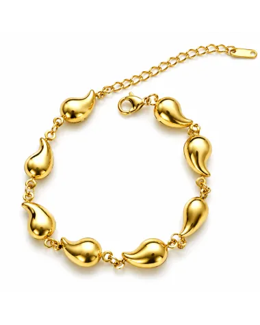 Bransoletka na rękę stal chirurgiczna pozłacana 14k złotem, krople BST1655