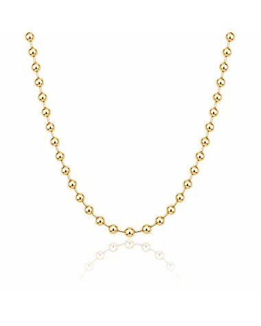 Naszyjnik stal szlachetna pozłacana 14k złotem, kuleczki 2mm NST2360