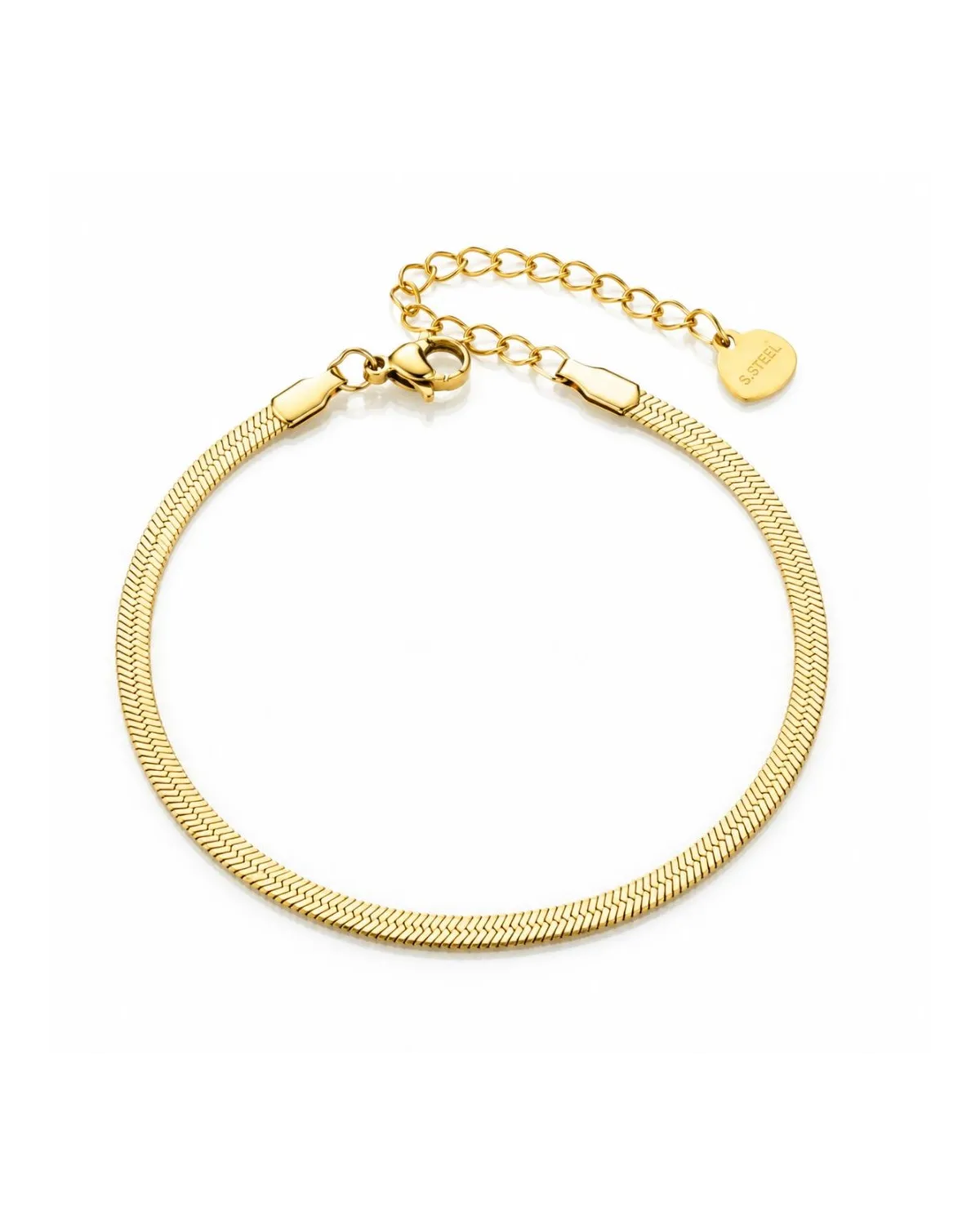 Bransoletka na rękę stal chirurgiczna pozłacana 14k złotem, żyłka 3mm BST1636 Bransoletka na rękę stal chirurgiczna pozłacana 14k złotem, żyłka 3mm BST1636