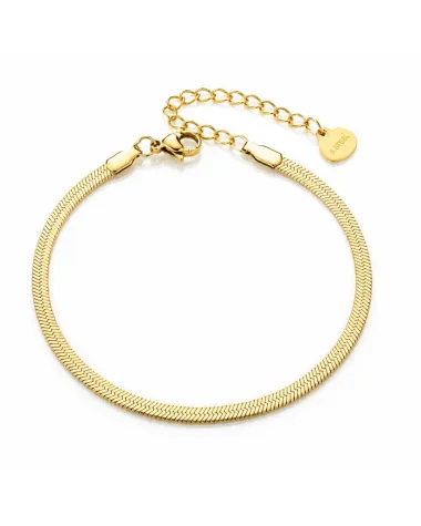 Bransoletka na rękę stal chirurgiczna pozłacana 14k złotem, żyłka 3mm BST1636