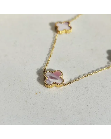 Naszyjnik stal szlachetna pozłacana 14k złotem, r&oacute;ż opalizujące KONICZYNY 13mm NST2388