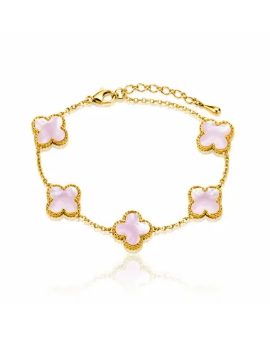 Bransoletka na rękę stal chirurgiczna pozłacana 14k złotem, opalizujące KONICZYNY 13mm BST1777