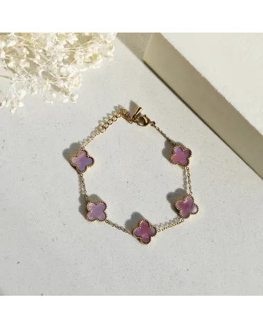 Bransoletka na rękę stal chirurgiczna pozłacana 14k złotem, opalizujące KONICZYNY 13mm BST1777