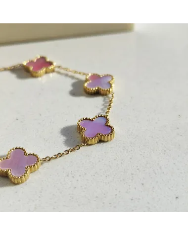 Bransoletka na rękę stal chirurgiczna pozłacana 14k złotem, opalizujące KONICZYNY 13mm BST1777