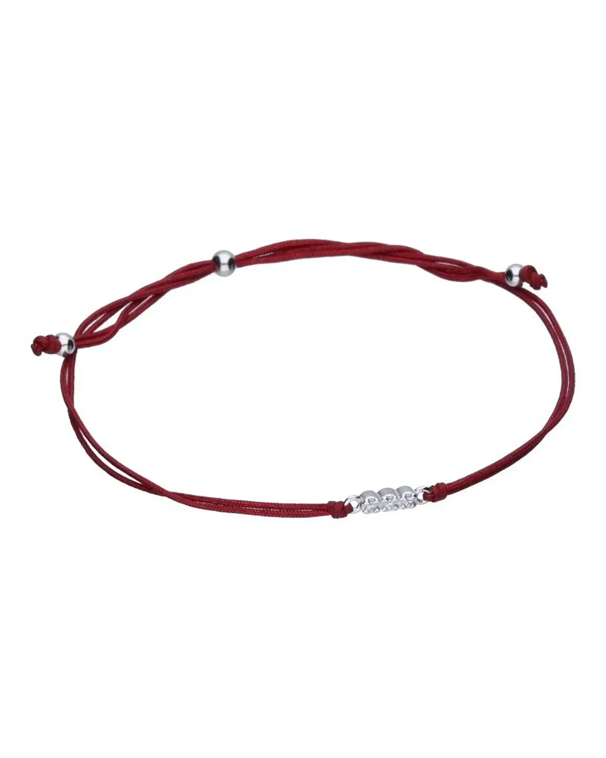 Bransoletka na sznurku srebrna - kulki (HB-1086BS)