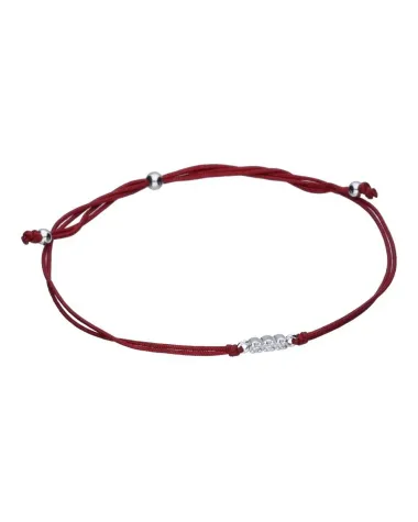 Bransoletka na sznurku srebrna - kulki (HB-1086BS)