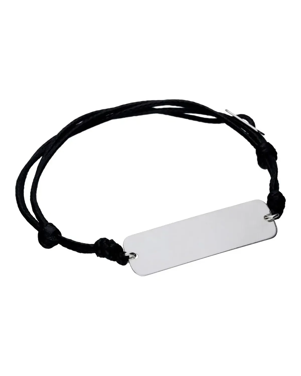 Bransoletka na sznurku srebrna - blaszka (LU086RHBLACK) Bransoletka na sznurku srebrna - blaszka (LU086RHBLACK)