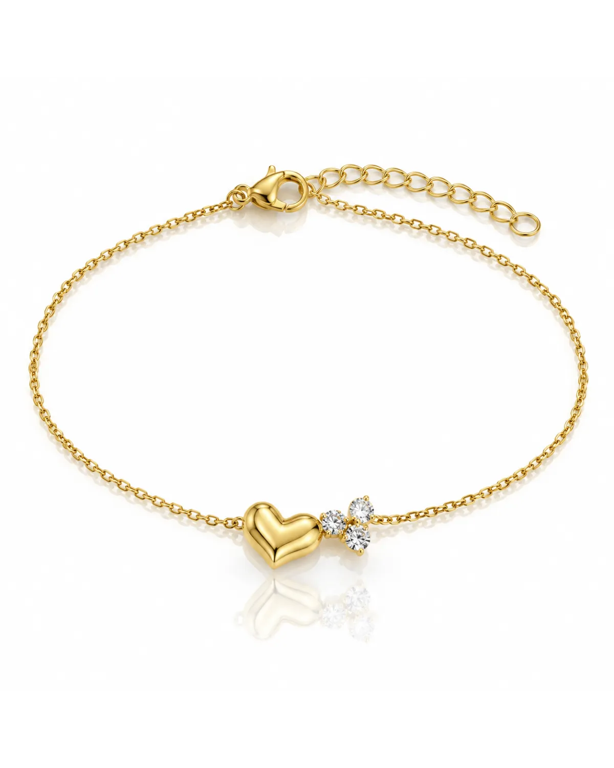 Bransoletka na rękę stal chirurgiczna pozłacana 14k złotem, złote SERCE cyrkonia BST1796 Bransoletka na rękę stal chirurgiczna pozłacana 14k złotem, złote SERCE cyrkonia BST1796