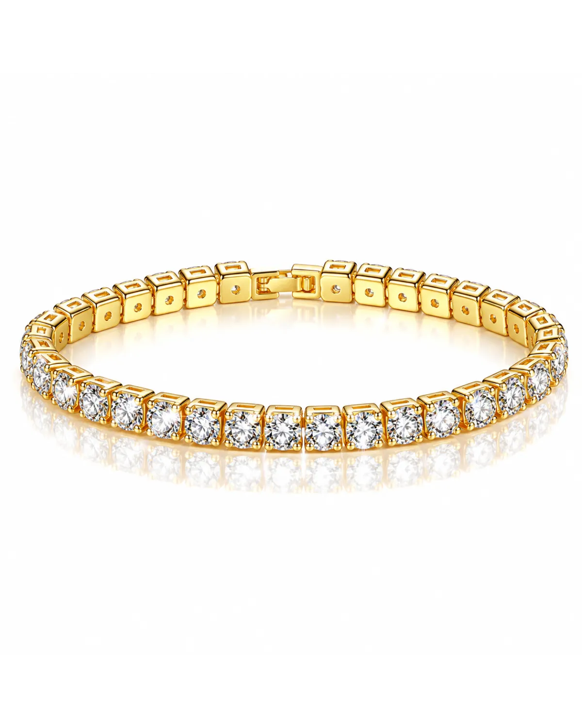 Bransoletka na rękę stal chirurgiczna pozłacana 14k złotem, tenisowa cyrkonie 5mm białe BST1805 Bransoletka na rękę stal chirurgiczna pozłacana 14k złotem, tenisowa cyrkonie 5mm białe BST1805