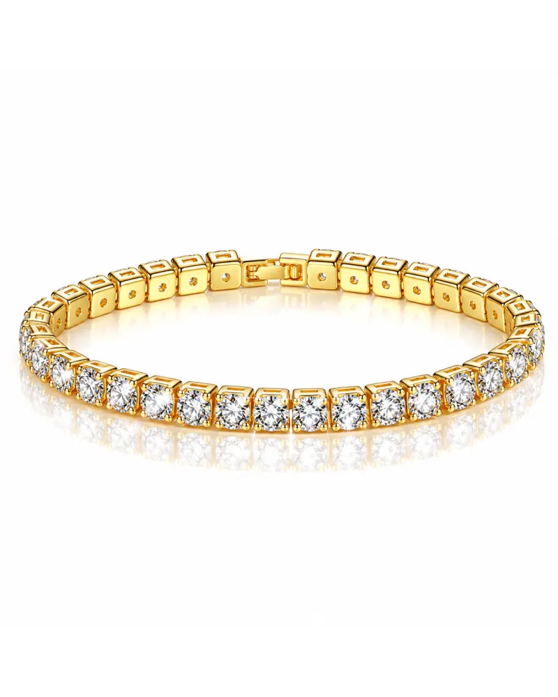 Bransoletka na rękę stal chirurgiczna pozłacana 14k złotem, tenisowa cyrkonie 5mm białe BST1805 Bransoletka na rękę stal chirurgiczna pozłacana 14k złotem, tenisowa cyrkonie 5mm białe BST1805