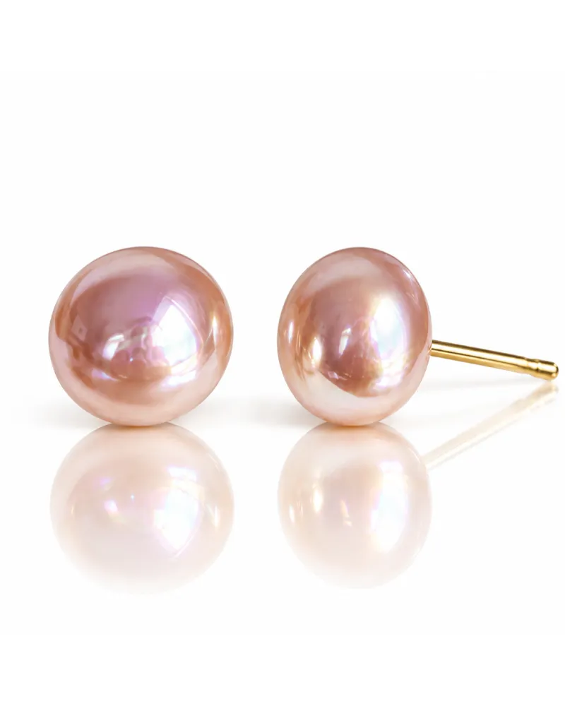 Kolczyki ze stali szlachetnej pozłacanej 14k złotem, KULKI 10mm różowa perła KST3771 Kolczyki ze stali szlachetnej pozłacanej 14k złotem, KULKI 10mm różowa perła KST3771