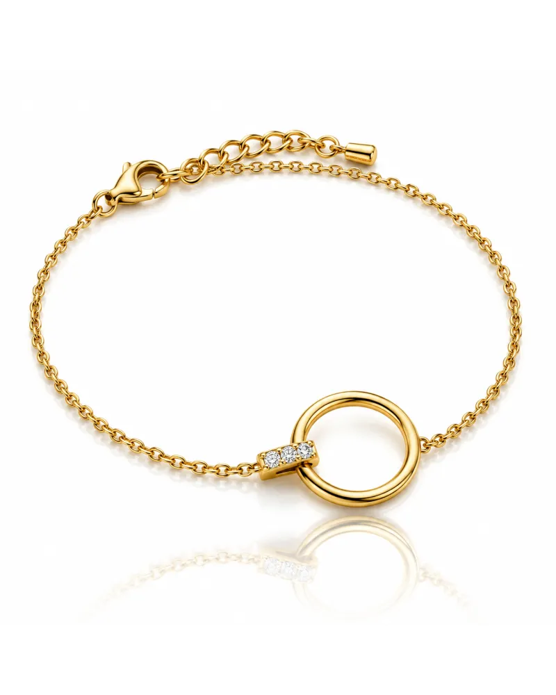 Bransoletka na rękę stal chirurgiczna pozłacana 14k złotem, cyrkonie BST1812 Bransoletka na rękę stal chirurgiczna pozłacana 14k złotem, cyrkonie BST1812