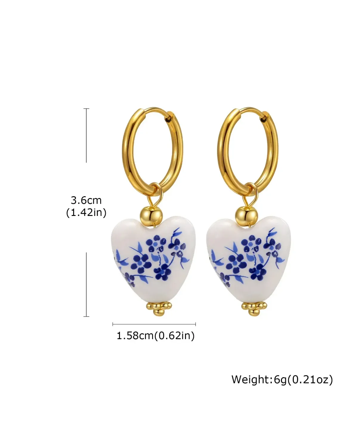 Kolczyki ceramiczne z kwiatkami - niebiesko - białe (BK043) Kolczyki ceramiczne z kwiatkami - niebiesko - białe (BK043)