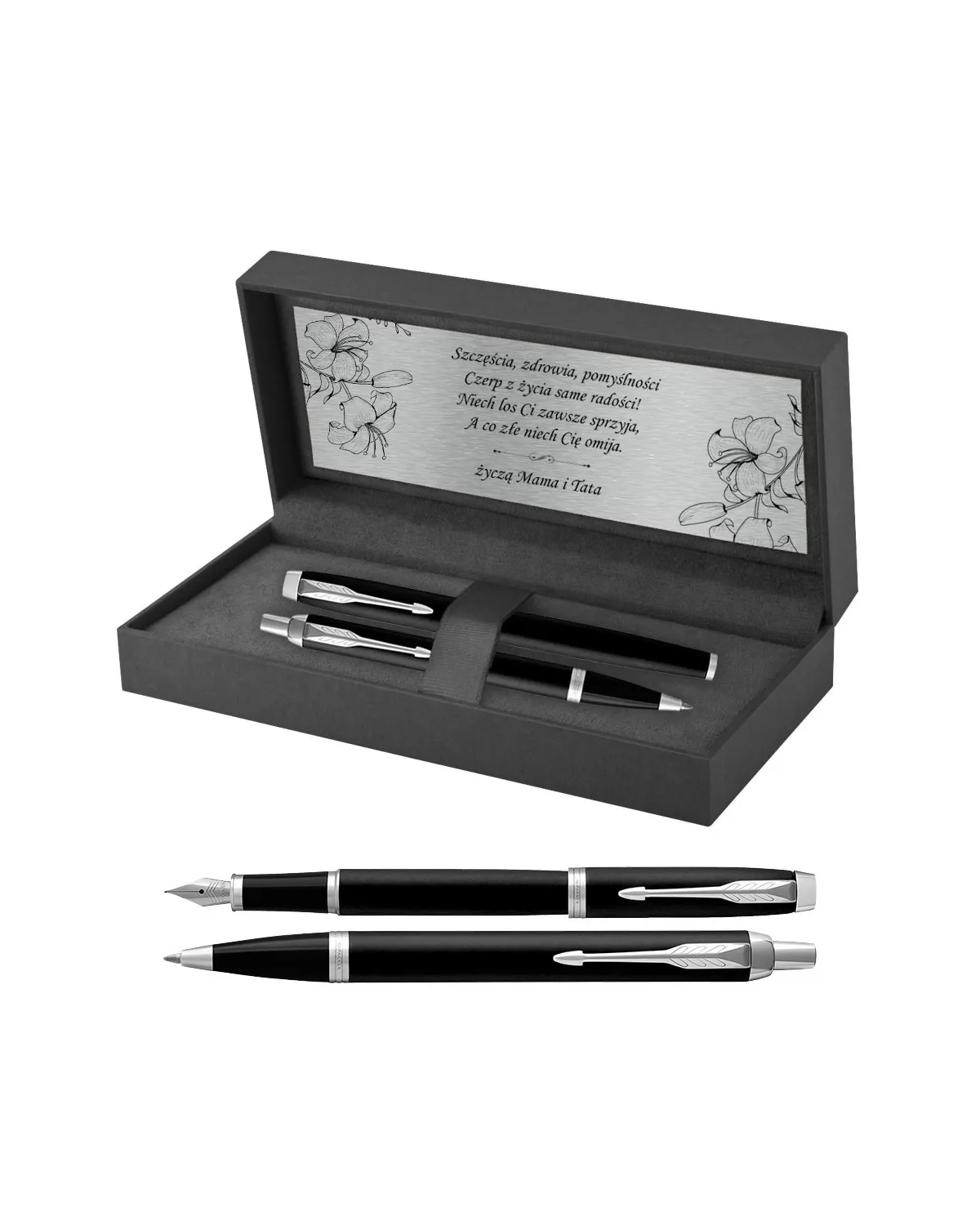 Długopis i Pióro Parker IM Czarny Matowy CT w Pudełku z Grawerem (2143632/6)