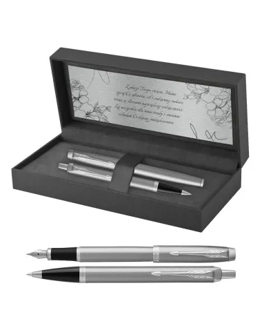 Długopis i Pióro Parker IM Srebrny CT w Pudełku z Grawerem (2143631/3)