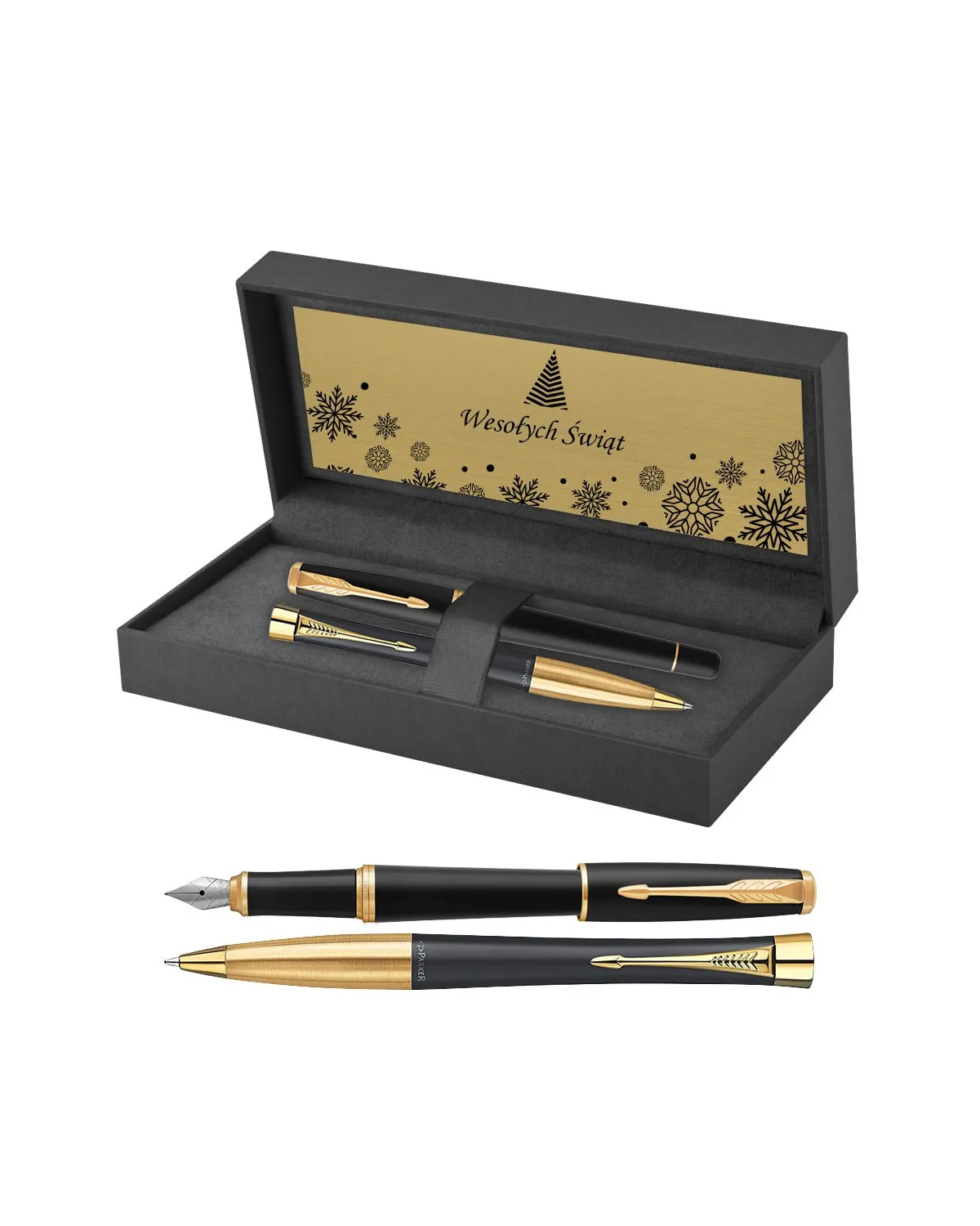 Długopis i Pióro Parker Urban Czarny GT w Pudełku z Grawerem (2143640/6)