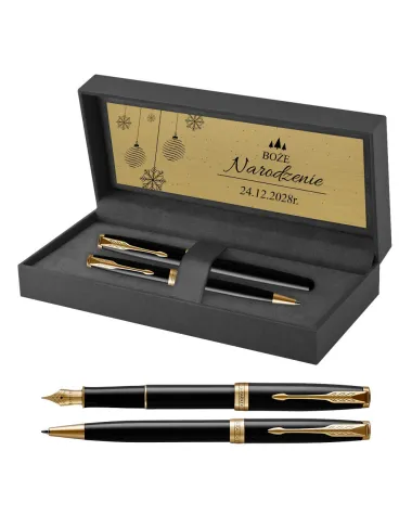 Długopis i Pióro Parker Sonnet Czarny GT w Pudełku z Grawerem (1931497/4)