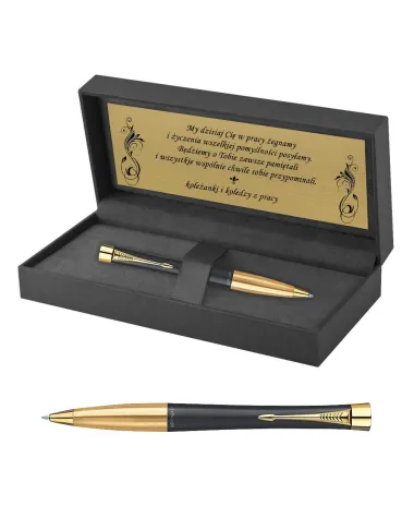 Długopis Parker Urban Czarny Matowy GT w Pudełku z Grawerem (2143640/8)