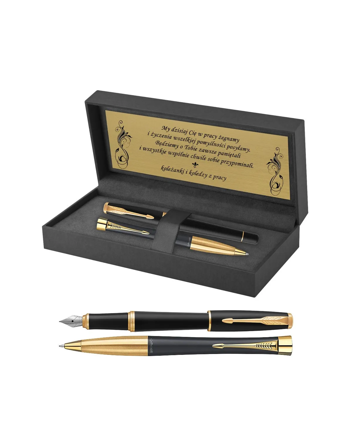 Długopis i Pióro Parker Urban Czarny GT w Pudełku z Grawerem (2143640/9)