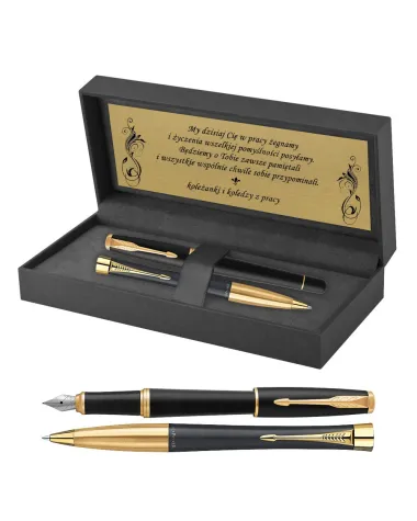 Długopis i Pióro Parker Urban Czarny GT w Pudełku z Grawerem (2143640/9)