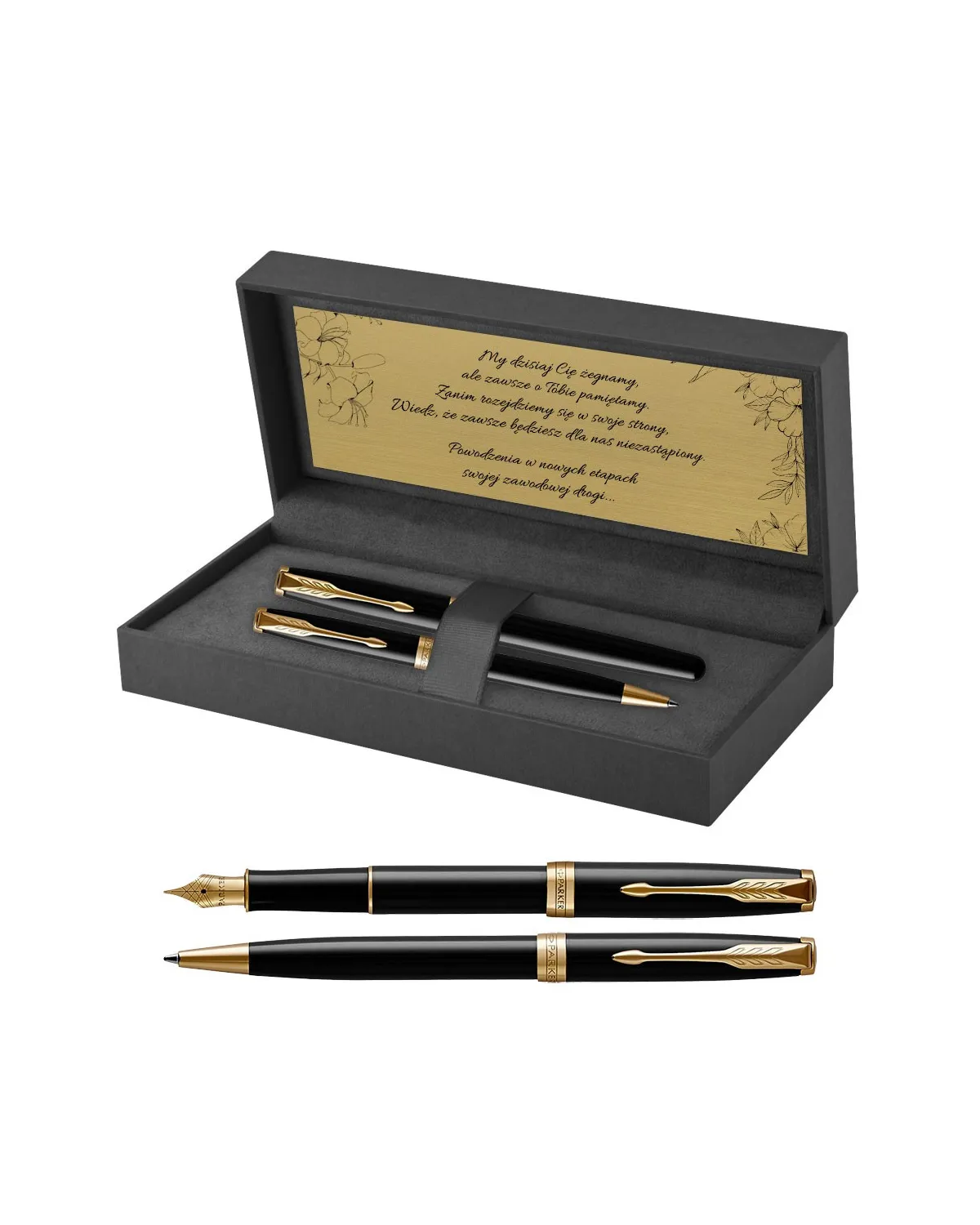 Długopis i Pióro Parker Sonnet Czarny GT w Pudełku z Grawerem (1931497/7)