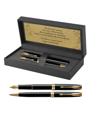 Długopis i Pióro Parker Sonnet Czarny GT w Pudełku z Grawerem (1931497/7)