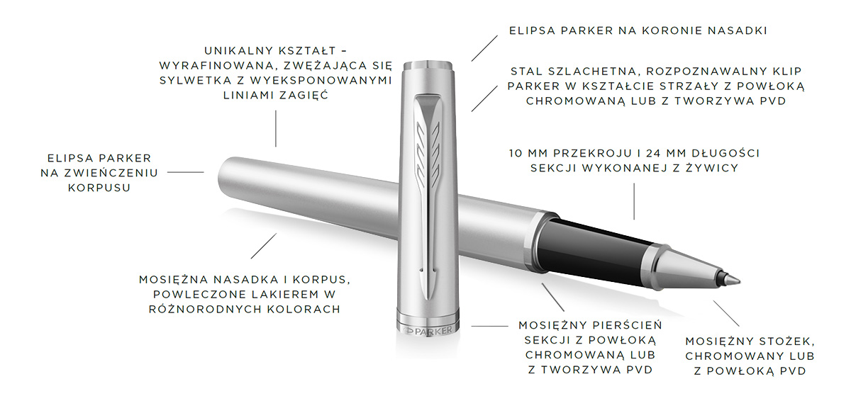 Pióro kulkowe Parker Meridian Chrome CT (2231390) – srebrzysty korpus i metaliczne detale