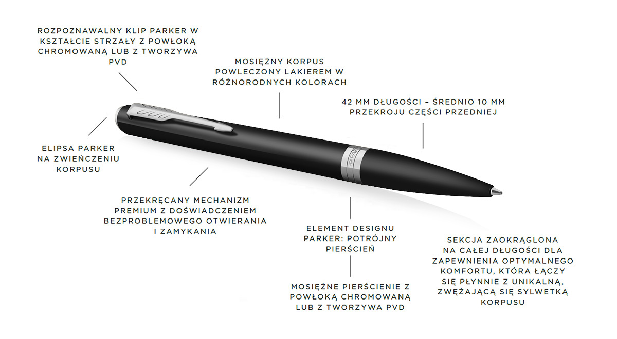 Długopis Parker Meridian Czarny Matowy CT (2231407) &ndash; czarny długopis na grafice produktu