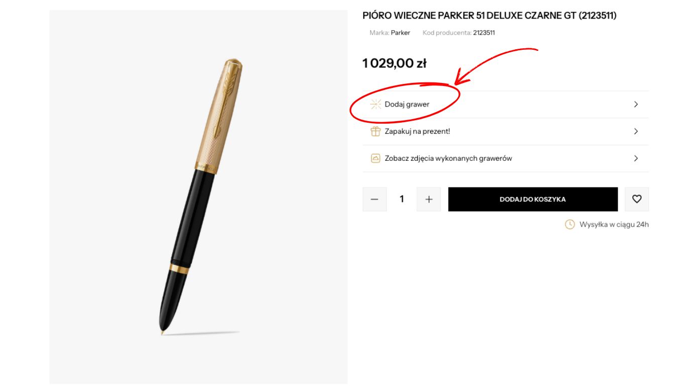 Grawerowanie w sklepie Parker Zavaro.pl