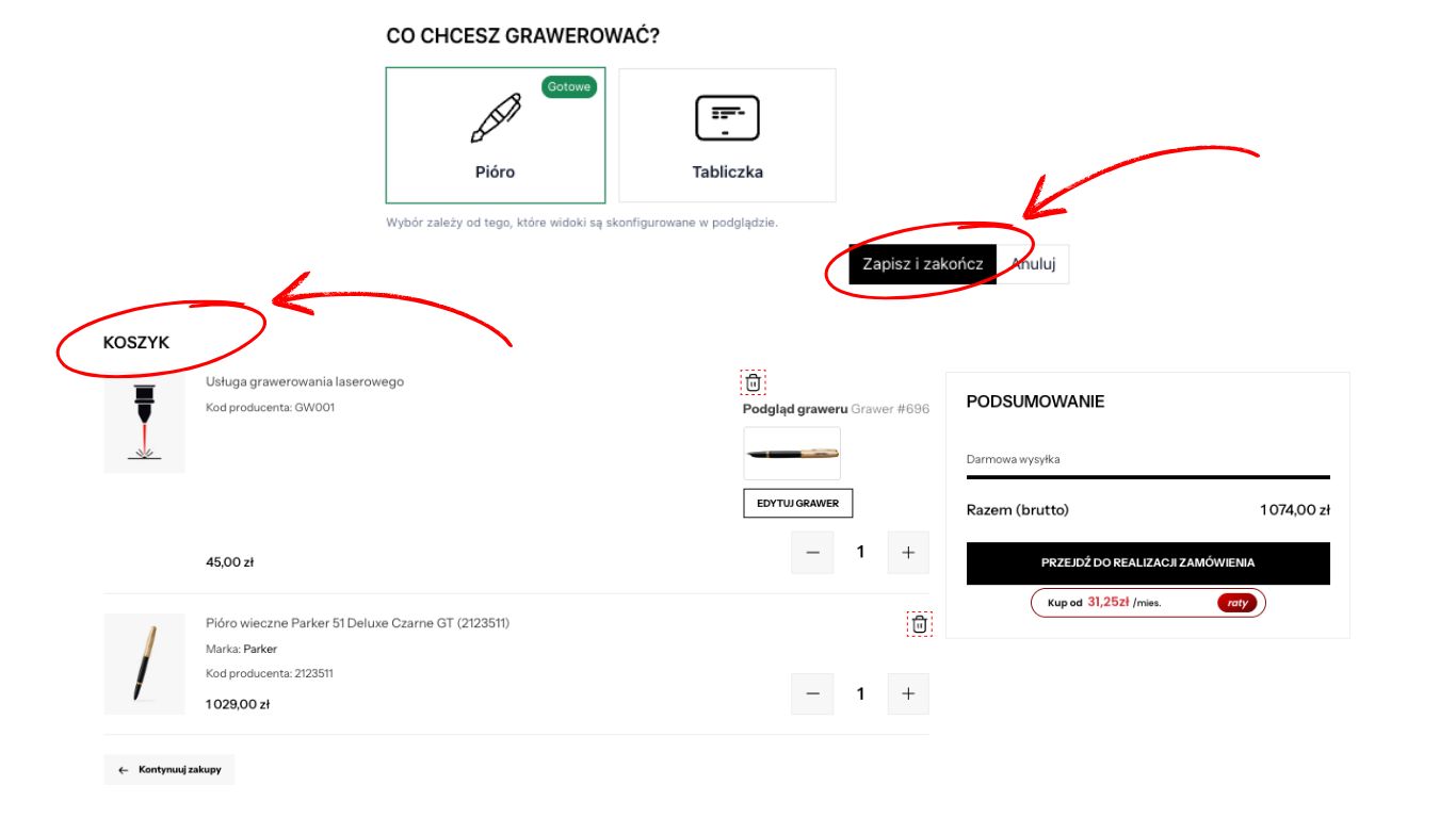 Grawerowanie w sklepie Parker Zavaro.pl