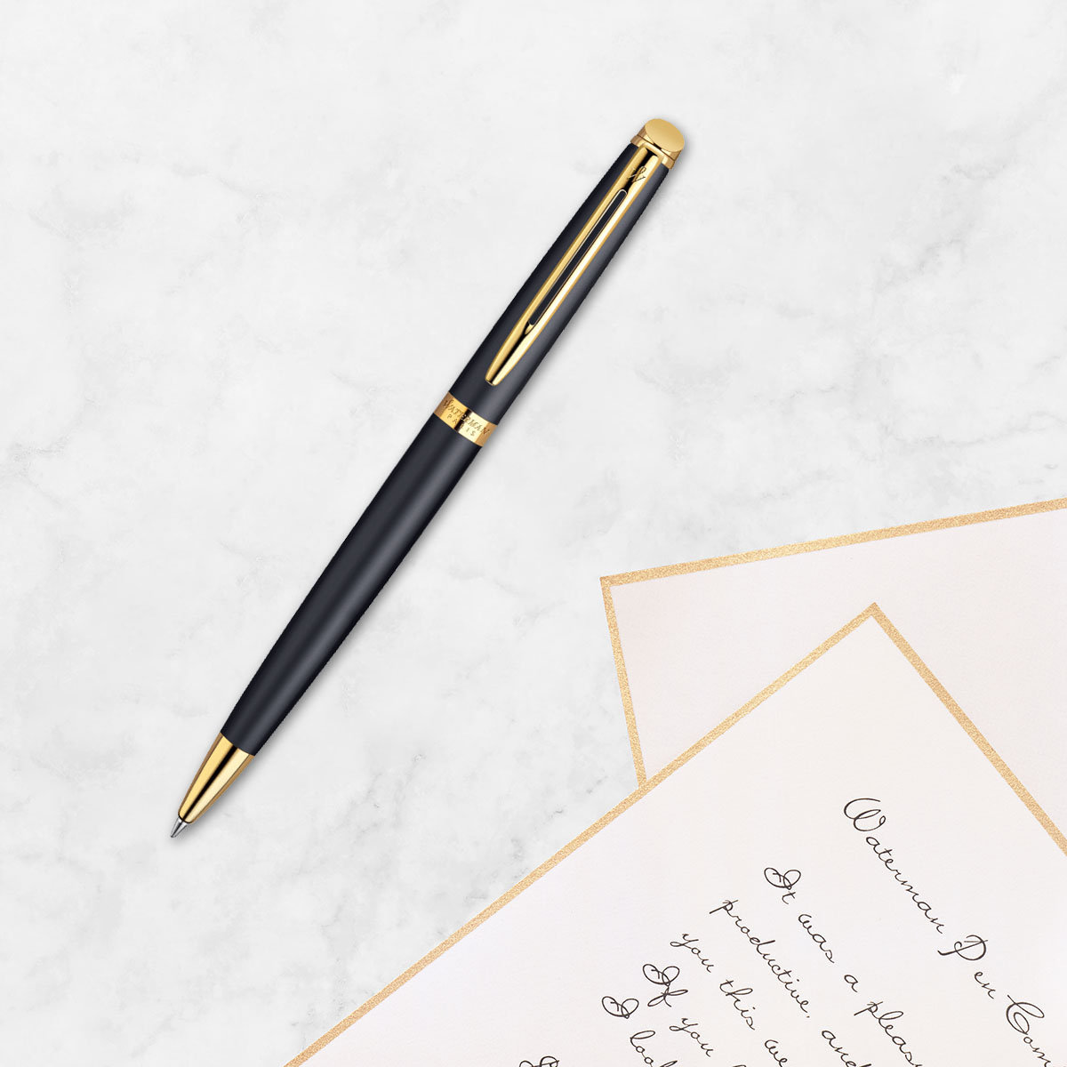 Długopis Waterman Hémisphère czarny matowy GT z satynowym wykończeniem i złotymi detalami 23k