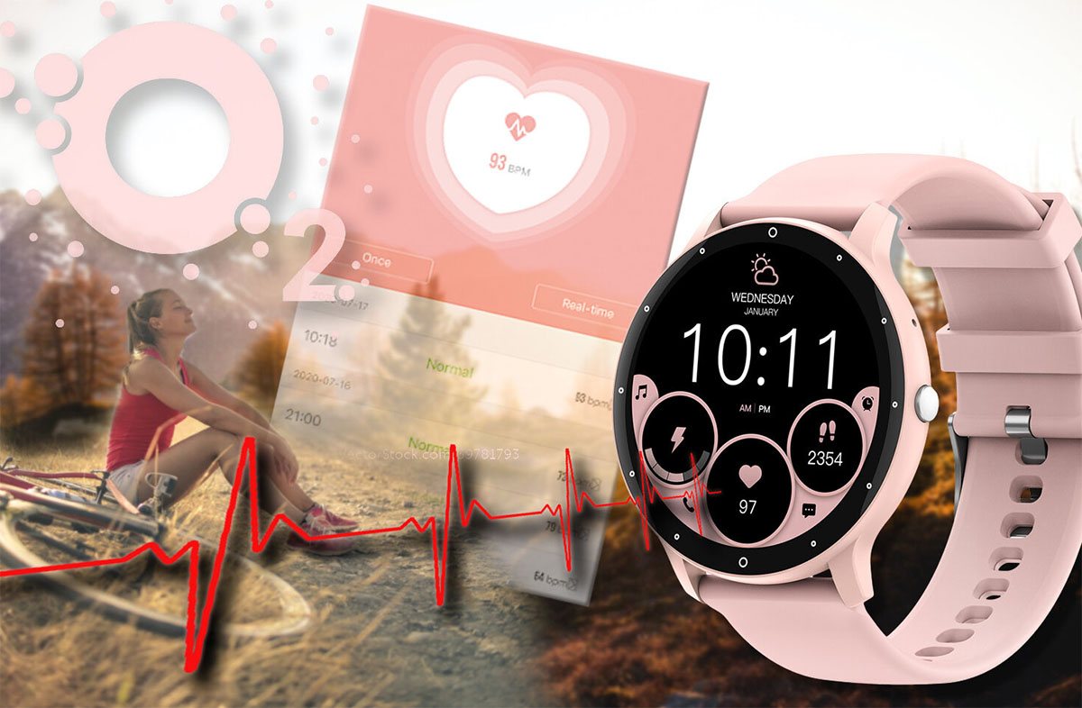 Smartwatch unisex różowe złoto z paskiem silikonowym i wyświetlaczem dotykowym