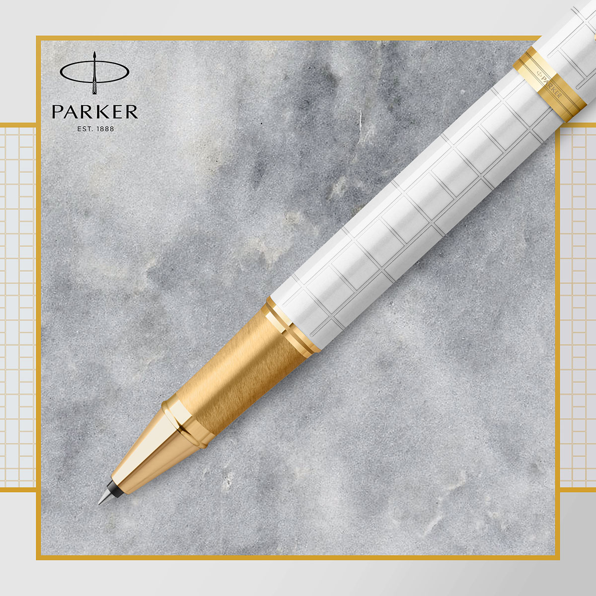 Pióro kulkowe Parker IM Premium Pearl GT z perłowym grawerowanym korpusem i eleganckimi złotymi wykończeniami