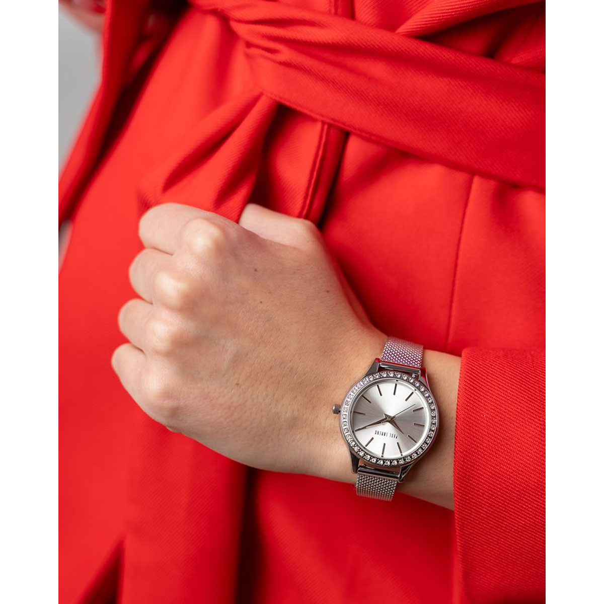 Zegarek damski Paul Lorens PL10482B2-3C1 srebrny z bransoletą mesh i cyrkoniami