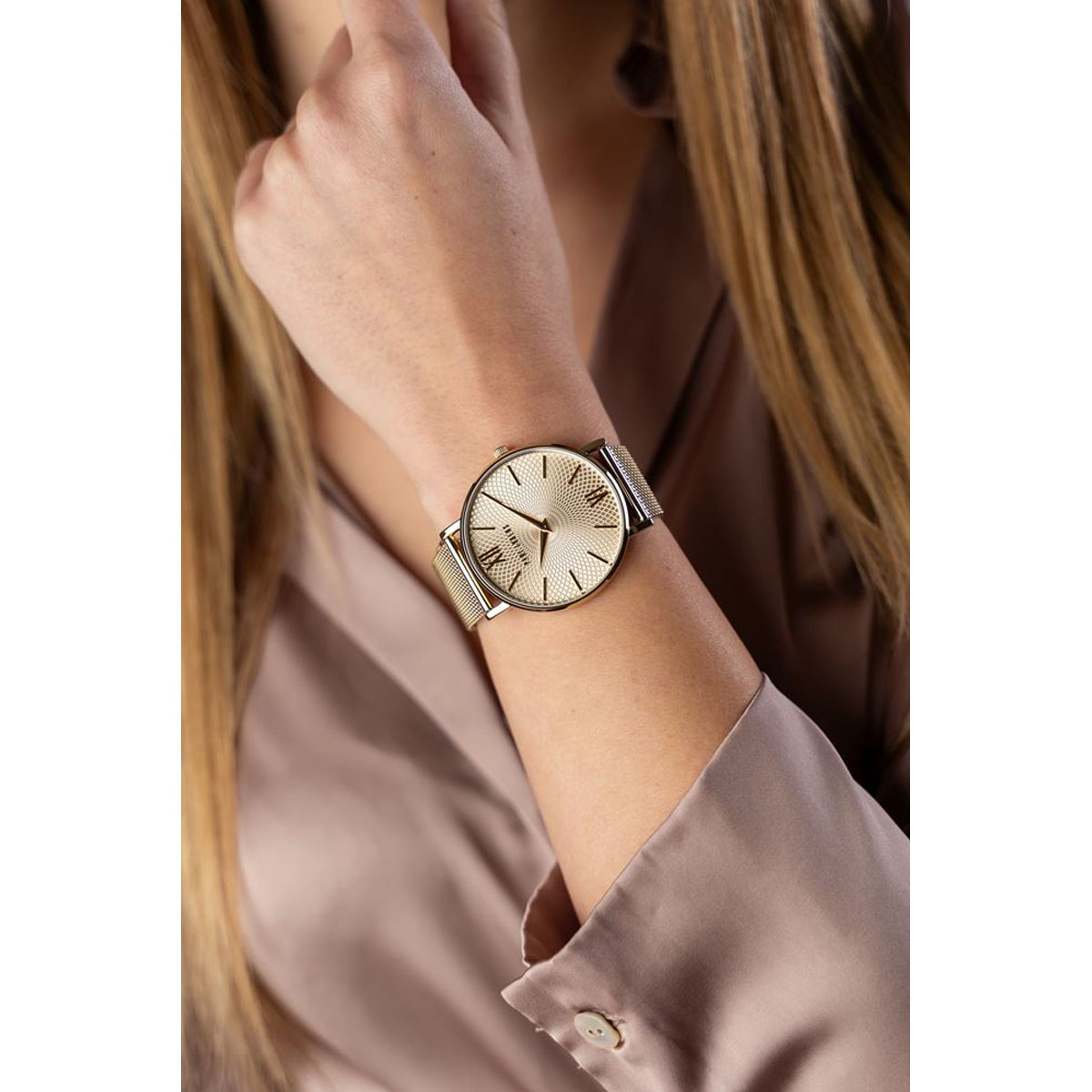 Zegarek Paul Lorens PL11989B7-4D1 złota tarcza i bransoleta mesh damski model