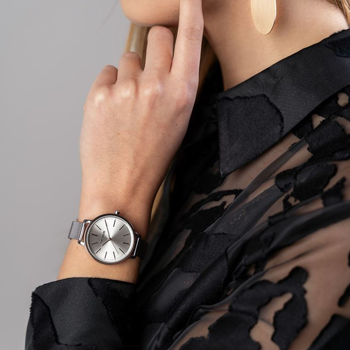 Zegarek damski Paul Lorens PL11760B-3C1 srebrny na bransolecie mesh z minimalistyczną tarczą