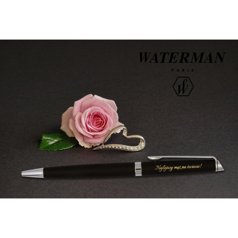 Długopis Waterman Hémisphère Czarny Matowy CT z grawerem „Najlepszy mąż na świecie!” w złotym kolorze