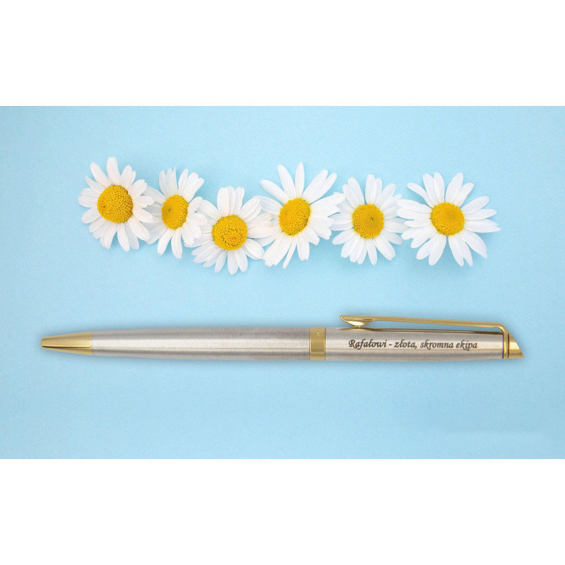 Długopis Waterman Hémisphère Stalowy GT z grawerem „Rafałowi – złota, skromna ekipa” w brązowym kolorze