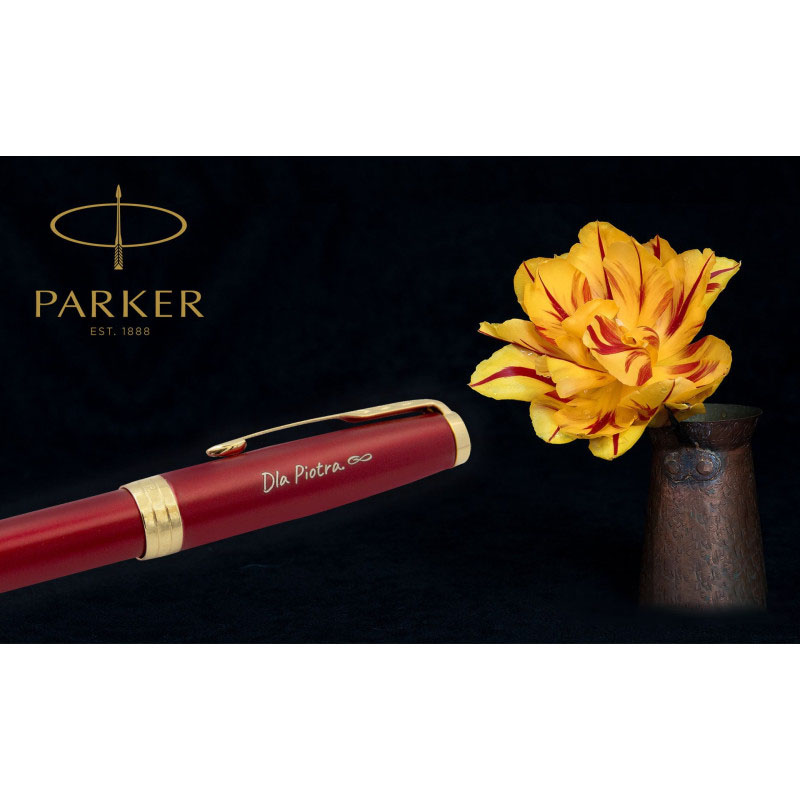 Pióro wieczne Parker Sonnet Red Laque GT 1931473 z grawerem Dla Piotra – czerwone eleganckie pióro premium