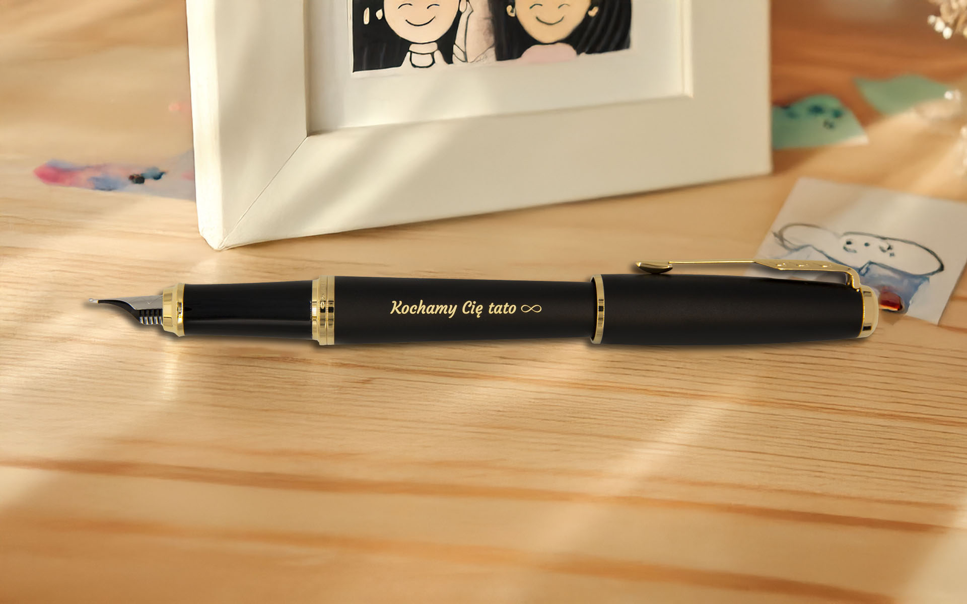 Pióro wieczne Parker Urban Muted Black GT [1931593] z grawerem – eleganckie czarne pióro z wykończeniem złotym