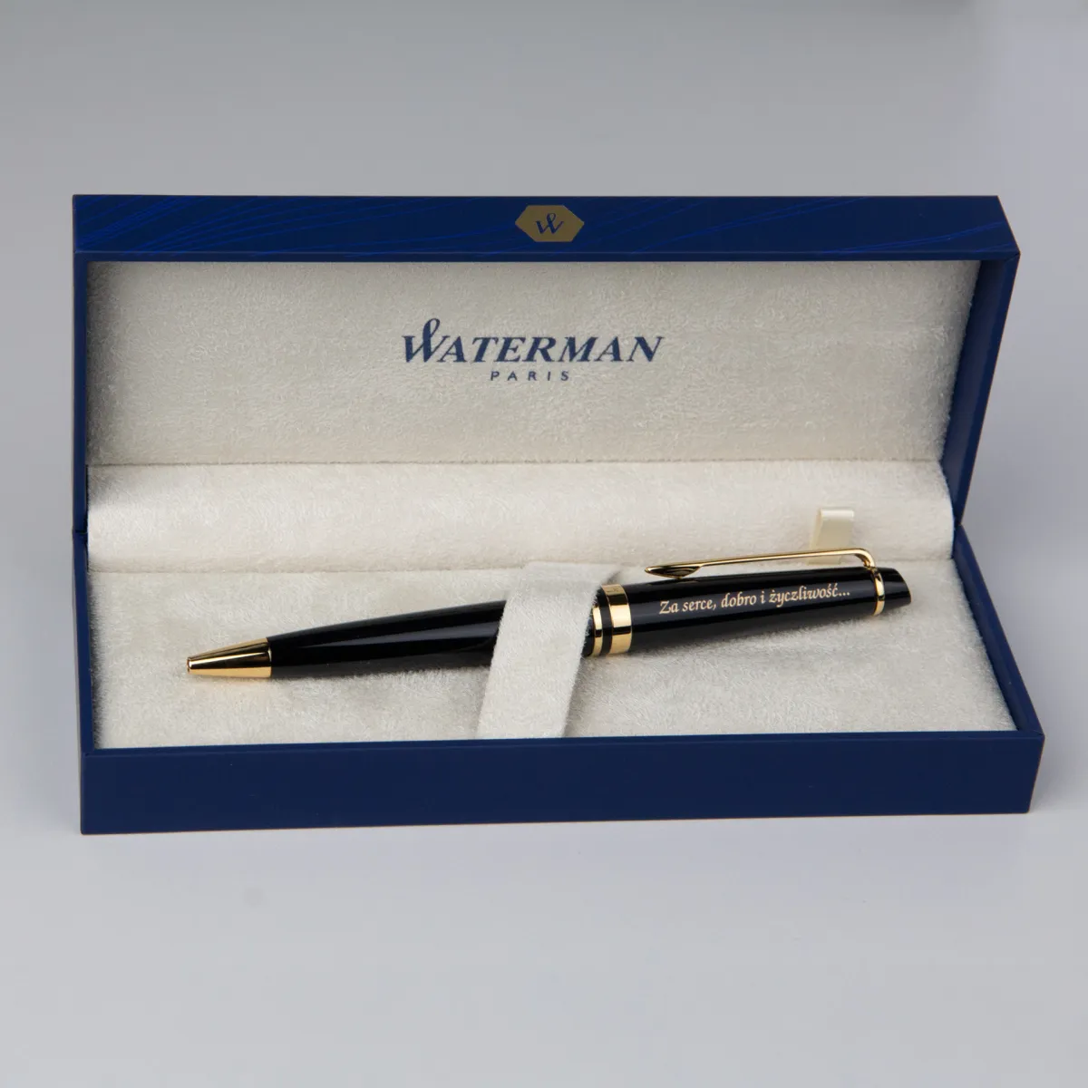 Długopis Waterman Expert czarny GT (S0951700) w etui z grawerem „Za serce, dobro i życzliwość”