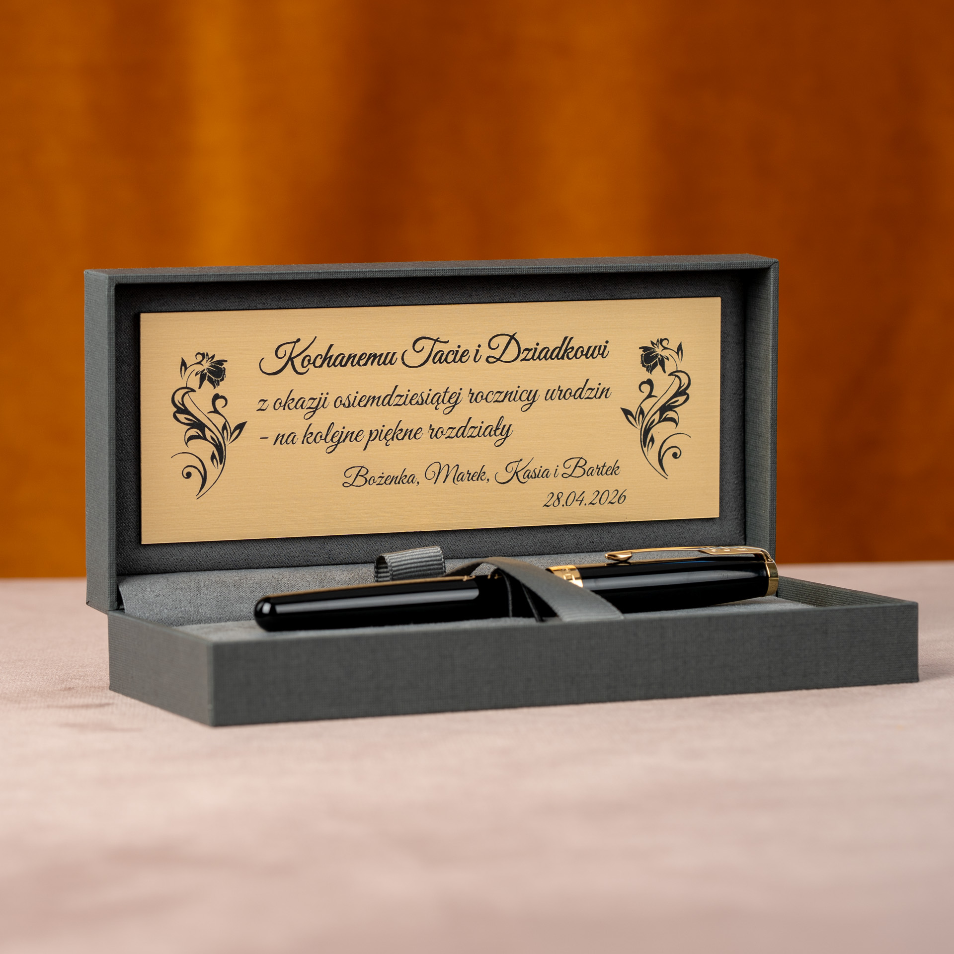 Luksusowe pióro wieczne Parker Sonnet Black GT w pudełku prezentowym z personalizowaną tabliczką i dedykacją