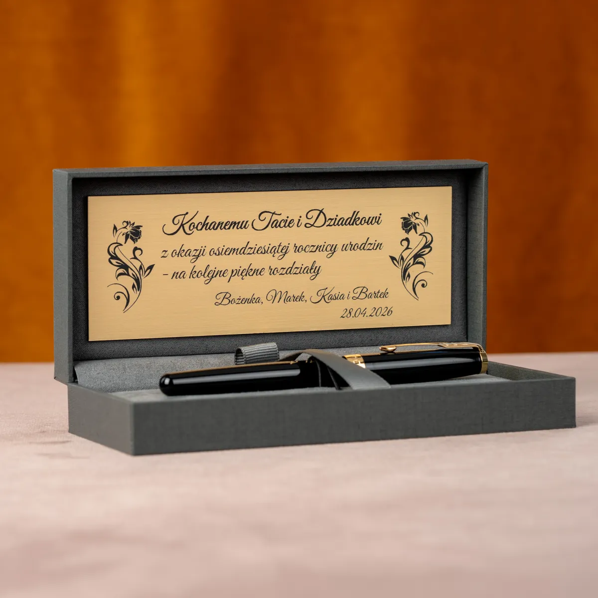 Luksusowe pióro wieczne Parker Sonnet Black GT w pudełku prezentowym z personalizowaną tabliczką i dedykacją