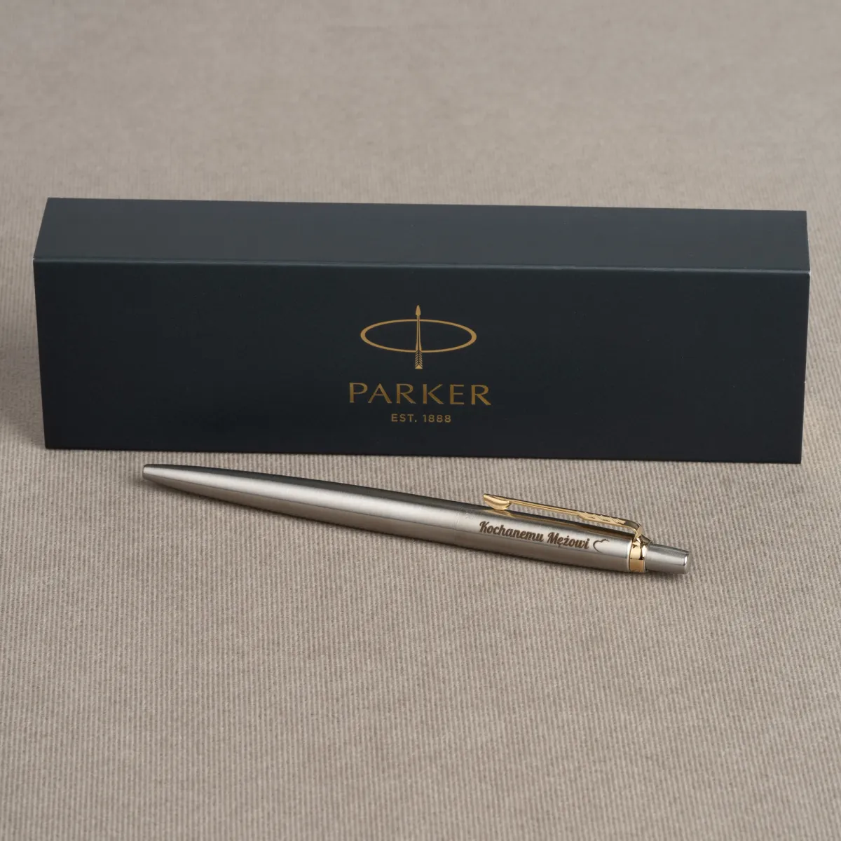 Długopis Parker Jotter Stalowy Matowy GT z dedykacją dla męża i pudełkiem Parker