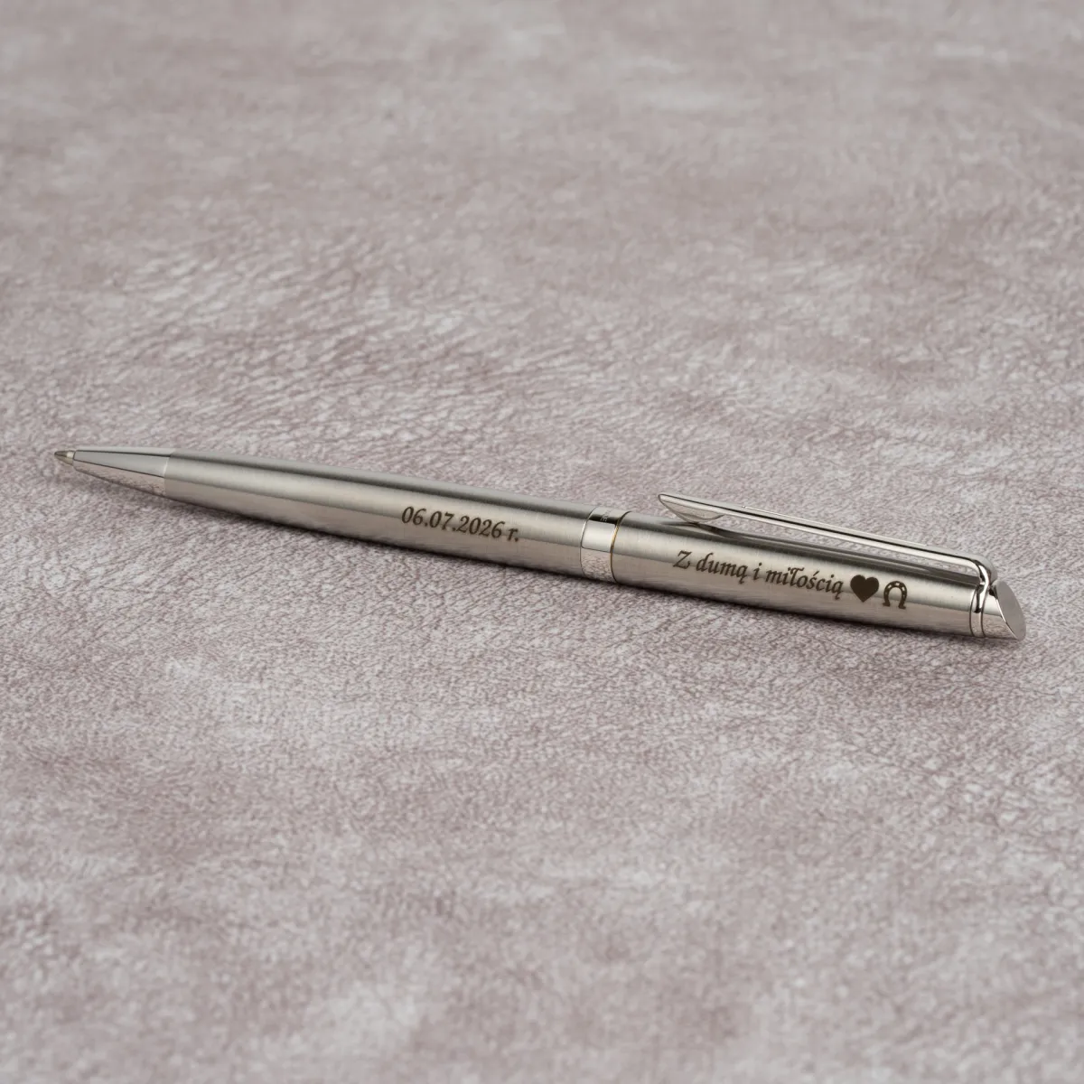 Długopis Waterman Hemisphere stalowy CT [S0920470] z grawerem dedykacji i daty.